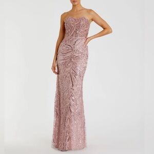 MAC DUGGAL Pink Strapless Embellished Trumpet Gown DRESS BLUSH Size 12